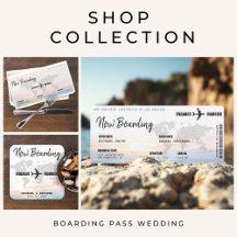 Boarding Pass Ocean Sunset Wedding