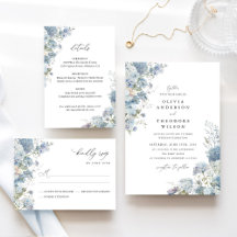 Dusty Blue Watercolor Floral Wedding Suite