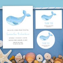 Watercolor Whale Under the Sea Baby Shower