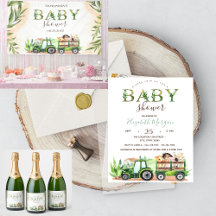 Watercolor Farm Animals Tractor Baby Shower