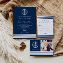 Elegant Navy Nautical Stripes Wedding Collection