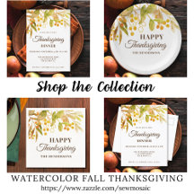 Watercolor Fall Foliage Thanksgiving Collection