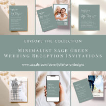 Minimalist Sage Wedding Reception Invitations