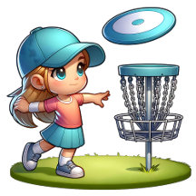Cute Little Girl Disc Golf Cartoon