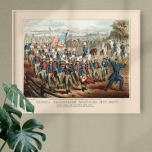 Vintage 1862 Yankee Volunteers Marching into Dixie