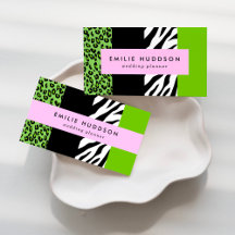 Green Leopard, Zebra Business Cards Collection
