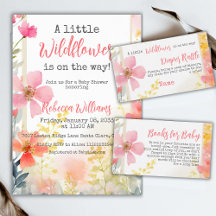 Little Wildflower Peach Flower Floral Baby Shower
