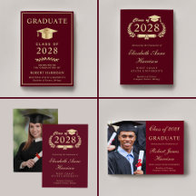 Burgundy Gold College Graduation Announcements