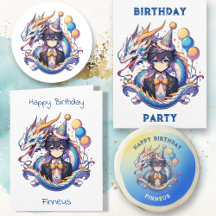Anime Boy and Dragon Birthday Party