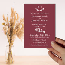 Elegant Monogram Dark Red Jewel Tone Wedding