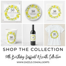 Yellow White Daffodil Wreath 50th Birthday