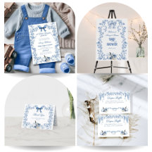 Dusty Blue Pumpkin Fall Floral Boy Baby Shower