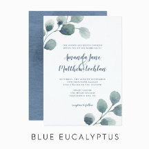 Eucalyptus Greenery Watercolor Foliage Dusty Blue 