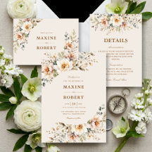 Elegant Floral Watercolor Botanical Wedding Set