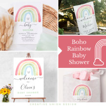 Boho Rainbow Illustration Baby Shower Theme