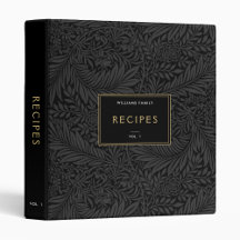 Family Recipes Binder Kit   Vintage Black Floral