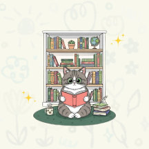 White and Gray Cat: Book Addict Vibes