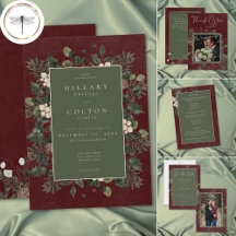 Elegant Winter Berries & Pine Burgundy Wedding