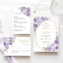Lavender Floral Gold Geometric Wedding Suite
