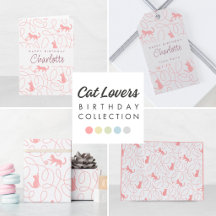 Pastel Cat Pattern Birthday Party & Gift Wraps