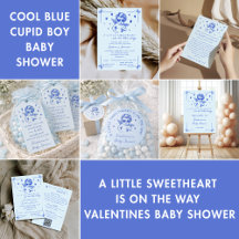 Cool Blue Cupid Valentines Boy Baby Shower