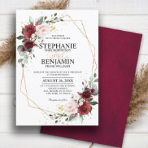 Romantic red burgundy watercolor floral collection