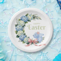 Watercolor Easter Hydrangea Wreath Cute Bunny