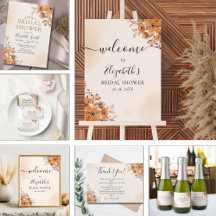 Brown Watercolor Flowers Boho Style, Bridal Swower