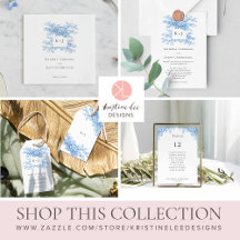 Blue Chinoiserie Floral Wedding Monogram