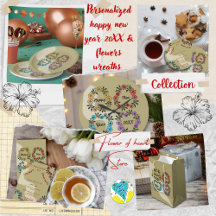 PERSONALIZED HAPPY NEW YEAR 20XX & FLOWERS WREATHS