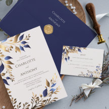 Blue Gold Greenery Modern Wedding