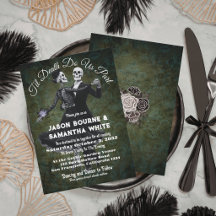 Wedding Gothic Skeletons Floral Olive Green