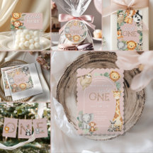 Birthday PINK Tropical Safari Animals