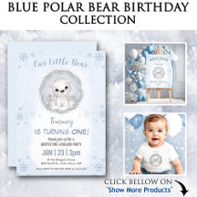Winter Blue Polar Bear Boy Birthday