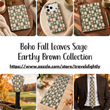 Boho Fall Leaves Sage Earthy Brown Collection