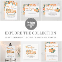 Hearts Citrus Little Cutie Orange Baby Shower