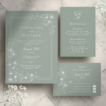 Elegant  Sage Green Floral Wedding Suite