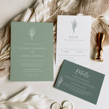 Sage Green Minimalist Botanical Wedding Collection