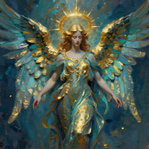 A Beautiful Gold and Turquoise Angel Artwork