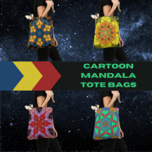 Cartoon Mandala Totes