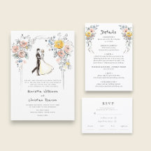 2026 Cottagecore Sketch Wedding Invitation suite