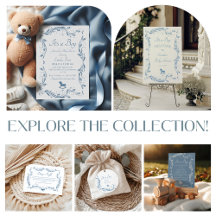 Charming Blue Vintage Rocking Horse Baby Shower