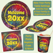 New Year 20xx Fireworks Plates Napkins Coaster etc