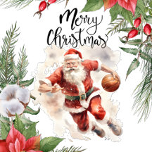 Basketball Christmas themed with Santa