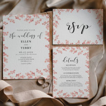 Pink Baby's breath Watercolor Wedding