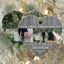 Newlyweds 1st Christmas Wood Wedding Ornaments