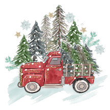 Vintage Red Truck And Trees Wedding