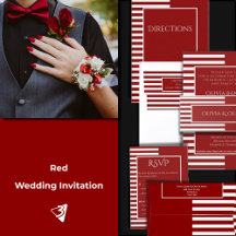 Red Stripes - Wedding Stationery