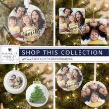 Script Family Name Photo Overlay Ornaments