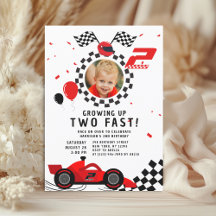 Two Fast 2nd Birthday Kids Cute Red Racing Car